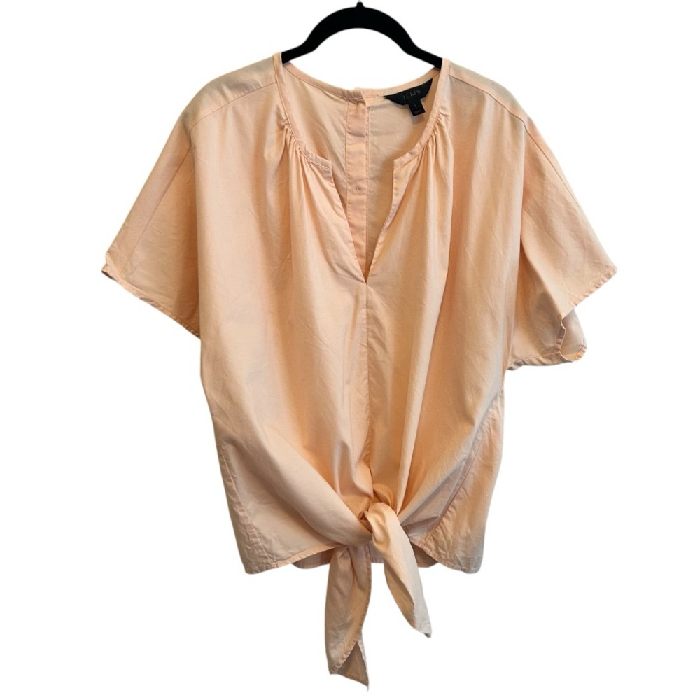 JCrew Peach Short Sleeved Tie Waist Top Large